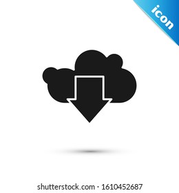 Black Cloud download icon isolated on white background.  Vector Illustration