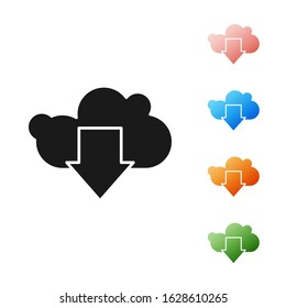 Black Cloud download icon isolated on white background. Set icons colorful. Vector Illustration
