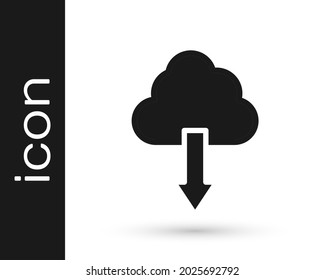 Black Cloud download icon isolated on white background.  Vector