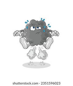 the black cloud fart jumping illustration. character vector