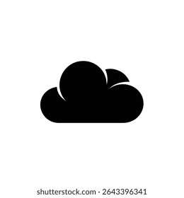 Black cloud graphic image. This isolated vector cloud is on a white background and suitable for weather, tech, cloud computing and design projects.