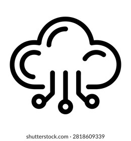 Black cloud icon with circuit lines on white background