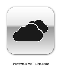 Black Cloud icon isolated on white background. Silver square button. Vector Illustration