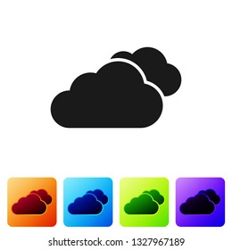 Black Cloud icon isolated on white background. Set icon in color square buttons. Vector Illustration