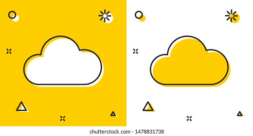 Black Cloud icon isolated on yellow and white background. Random dynamic shapes. Vector Illustration