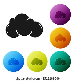 Black Cloud icon isolated on white background. Set icons colorful circle buttons. Vector Illustration