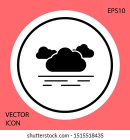 Black Cloud icon isolated on red background. White circle button. Vector Illustration