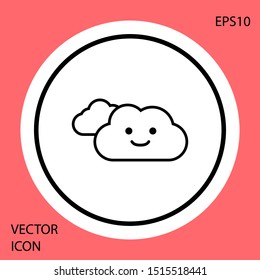 Black Cloud icon isolated on red background. White circle button. Vector Illustration