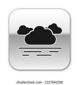 Black Cloud icon isolated on white background. Silver square button. Vector Illustration