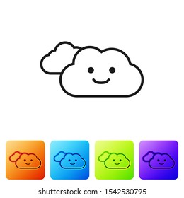 Black Cloud icon isolated on white background. Set icons in color square buttons. Vector Illustration