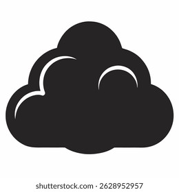 Icono negro de la nube en el fondo blanco.