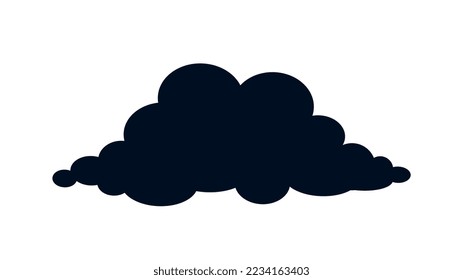 Icono de nube negra. Afiche o cartel para el sitio web. Burbuja del discurso, interacción en internet. Símbolo de ternura y amor. Previsión meteorológica, clima y atmósfera. Dibujo vectorial plano de dibujos animados