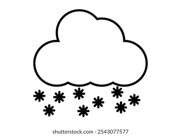Icono negro de la nube con los copos de nieve