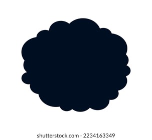 Black cloud icon. Speech bubble, communication and interaction on internet. Sticker for social networks and instant messengers. Symbol of love and tenderness. Cartoon flat vector illustration