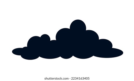 Icono de nube negra. Pegatina para redes sociales y mensajeros. Burbuja del discurso, comunicación e interacción en internet. Almacenamiento en la nube y archivo. Clima y clima. Dibujo vectorial plano de dibujos animados