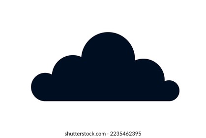 Black cloud icon. Sticker for social media. Metaphor for exchange of data and information on Internet. Aesthetics and elegance. Minimalist creativity and art. Cartoon flat vector illustration