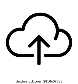 Black cloud icon with upward pointing arrow in center