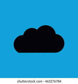 Black cloud icon. Vector icon for weather forecast. Blue background