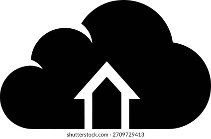 Schwarze Wolke Symbol mit weißem Pfeil nach oben Symbol hochladen