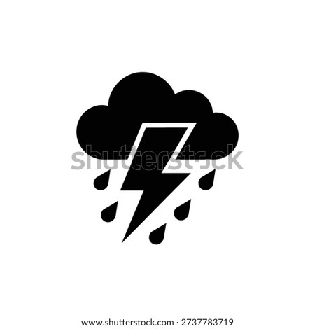 Black cloud with lightning bolt and raindrops