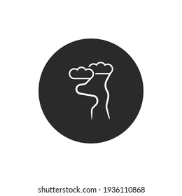 Black cloud lightning line art icon, clean vector pictogram for simple symbol