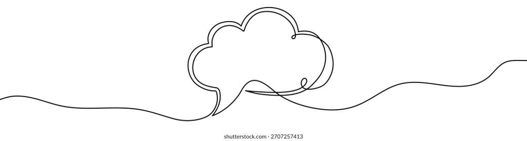 Nube negra en un estilo de arte de línea. Dibujo en la nube con trazo editable sobre fondo blanco. Ilustración vectorial.