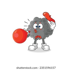 the black cloud pantomime blowing balloon. cartoon mascot vector