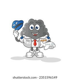 la mascota piloto de nube negra. vector de dibujos animados