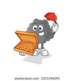 the black cloud pizza delivery boy vector. cartoon character
