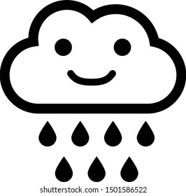 Black Cloud with rain icon isolated on white background. Rain cloud precipitation with rain drops.  Vector Illustration