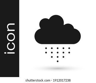 Black Cloud with rain icon isolated on white background. Rain cloud precipitation with rain drops.  Vector