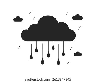 Black cloud with raindrops vector design.
