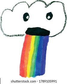 black cloud releasing rainbow from mouth