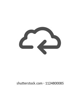 black cloud with rounded arrow icon. Isolated on white. Upload icon.  Upgrade sign. Share button. pointing arrow.