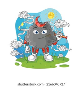 the black cloud samurai cartoon. cartoon mascot vector