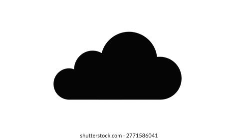 a black cloud silhouette centered on a white background, representing a simple and minimalist design suitable for various graphic applications. high-quality professional detailed modern