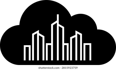 A black cloud silhouette containing vertical digital soundwave frequency bars representing online music streaming or audio broadcasting.