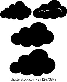 Black Cloud Silhouette Design  Puffy Sky Element Vector