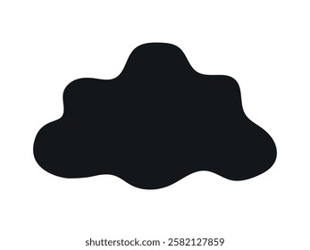 Black cloud silhouette isolated on white background. Concept of abstract shapes, minimalist design, sky, weather symbols, icon, print, and design element for creative and decorative projects.