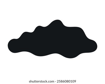 Black Cloud Silhouette Isolated on White Background. Concept of Weather Icon, Minimalist Style, Cloud Shape, Graphic Element, Atmospheric Design, Simple Illustration for Print and Design