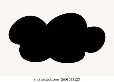 Black cloud silhouette on white background. Simple cloud shape, cloud icon, cloud graphic.