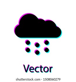 Black Cloud with snow icon isolated on white background. Cloud with snowflakes. Single weather icon. Snowing sign.  Vector Illustration