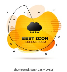 Black Cloud with snow icon isolated on white background. Cloud with snowflakes. Single weather icon. Snowing sign. Abstract banner with liquid shapes. Vector Illustration