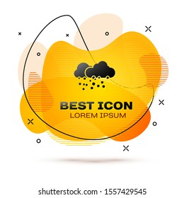 Black Cloud with snow icon isolated on white background. Cloud with snowflakes. Single weather icon. Snowing sign. Abstract banner with liquid shapes. Vector Illustration