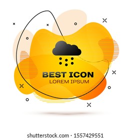 Black Cloud with snow icon isolated on white background. Cloud with snowflakes. Single weather icon. Snowing sign. Abstract banner with liquid shapes. Vector Illustration