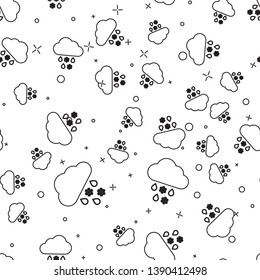 Black Cloud with snow and rain icon isolated seamless pattern on white background. Weather icon. Vector Illustration