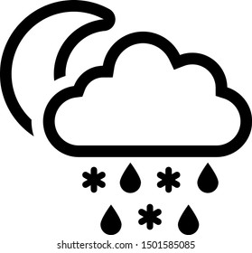 Black Cloud with snow and rain icon isolated on white background. Weather icon.  Vector Illustration