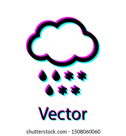 Black Cloud with snow and rain icon isolated on white background. Weather icon.  Vector Illustration