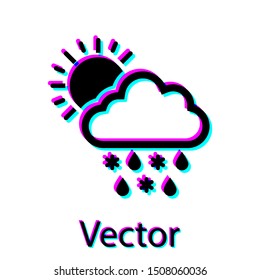 Black Cloud with snow, rain and sun icon isolated on white background. Weather icon.  Vector Illustration