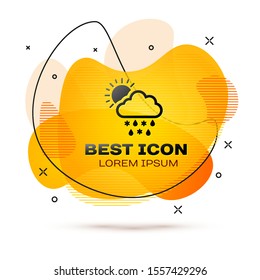 Black Cloud with snow, rain and sun icon isolated on white background. Weather icon. Abstract banner with liquid shapes. Vector Illustration